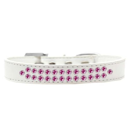 UNCONDITIONAL LOVE Two Row Bright Pink Crystal Dog CollarWhite Size 18 UN796065